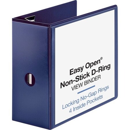 Business Source View Binder, D-Ring, 5in Capacity, 11inx8-1/2in, Navy BSN26978